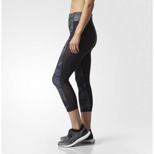 adidas Performer High-Rise 3/4 Floral-Print Tights Women's Black 2017 Black Friday Deals